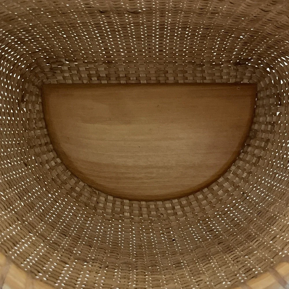 Nantucket Lighthouse Style Basket Woven Wooden Swing Handled Half Round